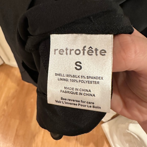 Retrofete Mae Dress One Sleeve Cutout Silk Blend Satin Mini Size Small Black NWT - Picture 10 of 11